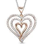 آویز طلای سفید با نگین الماس تراش برلیان طرح قلب: مدل pdb2187