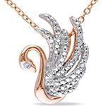 آویز طلای رزگلد و سفید با نگین الماس تراش برلیان طرح قو: مدل pdb2188