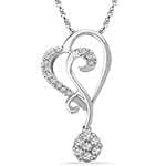 آویز طلای سفید با نگین الماس تراش برلیان قلب و فلاور: مدل pdb2192