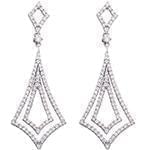 گوشواره طلا و جواهر با نگین الماس تراش برلیان طرح لوزی مدل: ebf2117