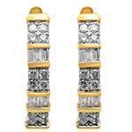 گوشواره طلا و جواهر با نگین الماس تراش برلیان و باگت مدل: ebf2121