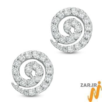 گوشواره طلا و جواهر با نگین الماس تراش برلیان طرح دوار مدل: ebf2123