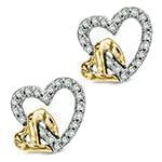 گوشواره طلا و جواهر با نگین الماس تراش برلیان طرح قلب مدل: ebf2125