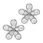 گوشواره طلا و جواهر با نگین الماس تراش برلیان طرح گل مدل: ebf2126