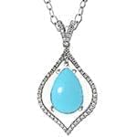 آویز طلا و جواهر با نگین فیروزه و الماس تراش برلیان مدل: npdf13028