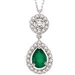 آویز طلا و جواهر با نگین زمرد و الماس تراش برلیان مدل: npdf13036