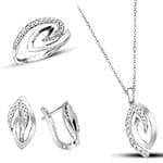 نیم ست آویر، گوشواره و انگشتر طلا با نگین الماس تراش برلیان: مدل hdset2087