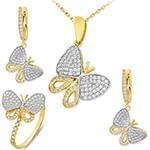 نیم ست پروانه طلا و جواهر با نگین الماس تراش برلیان: مدل hdset2091