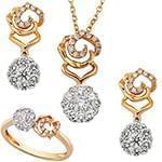 نیم ست قلب و فلاور طلا و جواهر با نگین الماس تراش برلیان: مدل hdset2095