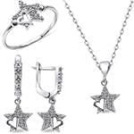 نیم ست طلا و جواهر با نگین الماس تراش برلیان طرح ستاره و قلب: مدل hdset2100