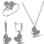 نیم ست طلا و جواهر با نگین الماس تراش برلیان طرح ستاره و قلب: مدل hdset2103