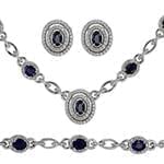 سرویس طلا و جواهر با نگین یاقوت کبود و الماس تراش برلیان مدل: bset2207