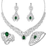 سرویس جواهر با نگین زمرد و الماس تراش برلیان، مارکیز و باگت مدل: bset2211