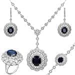 سرویس طلا و جواهر با نگین یاقوت کبود و الماس تراش برلیان مدل: bset2212