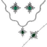 سرویس طلا و جواهر با نگین زمرد و الماس تراش برلیان مدل: bset2213