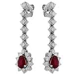 گوشواره طلا و جواهر با نگین یاقوت قرمز و الماس تراش برلیان مدل: edf1386