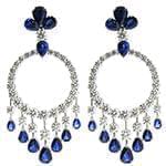 گوشواره طلا و جواهر با نگین یاقوت کبود و الماس تراش برلیان مدل: edf1387