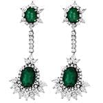 گوشواره طلا و جواهر با نگین زمرد و الماس تراش برلیان و اشک مدل: edf1389