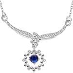 گردنبند طلا و جواهر با نگین یاقوت کبود و الماس تراش برلیان مدل: ndf1322