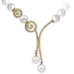 گردنبند طلا و جواهر با نگین مروارید و الماس تراش برلیان مدل: ndf1324