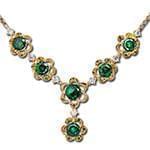 گردنبند طلا و جواهر با نگین زمرد و الماس تراش برلیان مدل: ndf1325