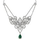 گردنبند طلا و جواهر با نگین زمرد و الماس تراش برلیان مدل: ndf1327