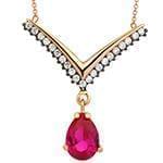 گردنبند طلا و جواهر با نگین یاقوت قرمز و الماس تراش برلیان مدل: ndf1330