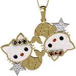 آویز ماه اسفند کودکانه با نگین الماس تراش برلیان، انیکس، یاقوت قرمز و کبود مدل: zpdf1037