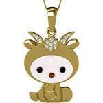 آویز ماه دی کودکانه با نگین الماس تراش برلیان، انیکس و سیترین مدل: zpdf1039