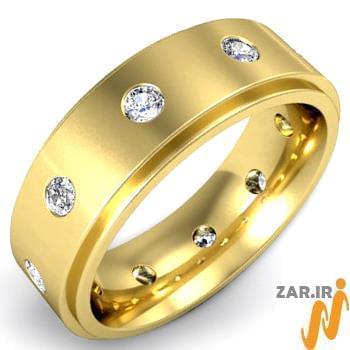 حلقه مردانه طلا زرد با نگین الماس تراش برلیان: مدل wrgm1287