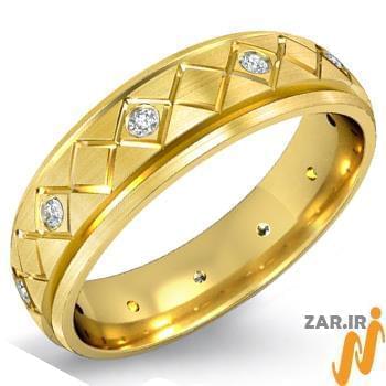 حلقه مردانه طلا زرد با نگین الماس تراش برلیان: مدل wrgm1289