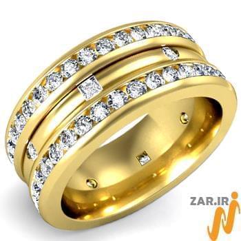 حلقه مردانه طلا زرد با نگین الماس تراش برلیان و پرنس: مدل wrgm1297