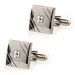 دکمه سردست طلا سفید با نگین الماس تراش پرنس مدل: cdm1167