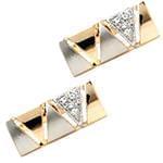 دکمه سردست طلا سفید و زرد با نگین الماس تراش برلیان مدل: cdm1169