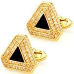 دکمه سردست طلا زرد با نگین الماس تراش برلیان و انیکس مدل: cdm1171