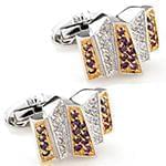 دکمه سردست طلا سفید با نگین الماس تراش برلیان و آمتیس مدل: cdm1172