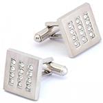 دکمه سردست طلا سفید با نگین الماس تراش برلیان مدل: cdm1173