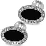 دکمه سردست طلا سفید با نگین الماس تراش برلیان و انیکس مدل: cdm1174