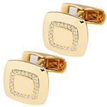 دکمه سردست طلا زرد با نگین الماس تراش برلیان مدل: cdm1176