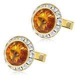 دکمه سردست طلا زرد با نگین الماس تراش برلیان و سیترین مدل: cdm1180