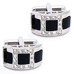 دکمه سردست طلا سفید با نگین الماس تراش برلیان و انیکس مدل: cdm1181