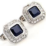 دکمه سردست طلا سفید با نگین الماس تراش برلیان و یاقوت کبود مدل: cdm1183