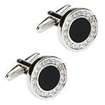 دکمه سردست طلا سفید با نگین الماس تراش برلیان و انیکس مدل: cdm1185