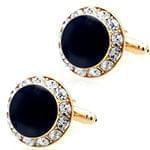 دکمه سردست طلا زرد با نگین الماس تراش برلیان و انیکس مدل: cdm1187