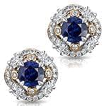 دکمه سردست طلا زرد و سفید با نگین الماس تراش برلیان و یاقوت کبود مدل: cdm1188