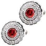 دکمه سردست طلا سفید با نگین الماس تراش برلیان و یاقوت قرمز مدل: cdm1190