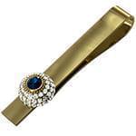 گیره کروات طلای زرد با نگین الماس تراش برلیان و یاقوت کبود مدل :cgm1132