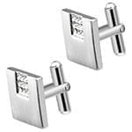 دکمه سردست طلا سفید با نگین الماس تراش برلیان مدل: cdm1192