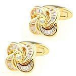 دکمه سردست طلا زرد با نگین الماس تراش باگت مدل: cdm1193