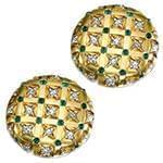 دکمه سردست طلا زرد با نگین الماس تراش برلیان و زمرد مدل: cdm1199